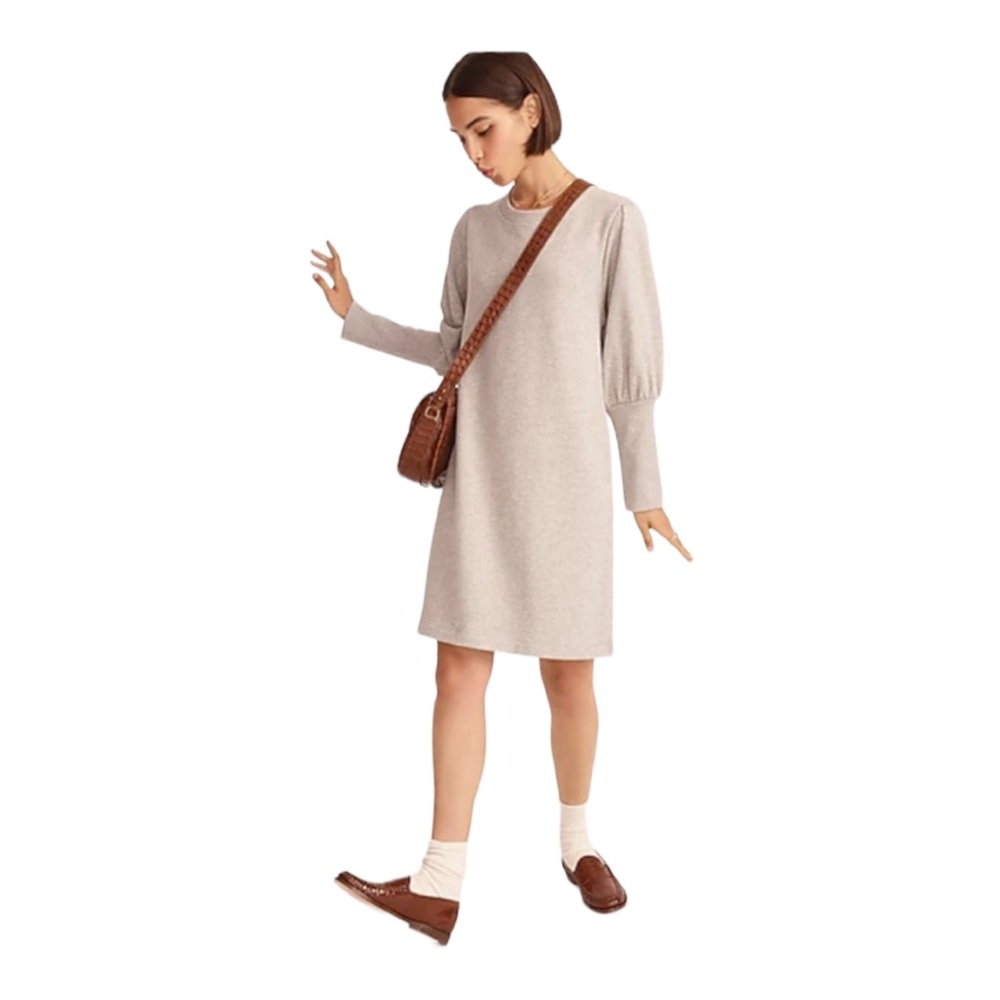 NWT J Crew Original Cotton Terry Puff-Sleeve Sweatshirt Dress